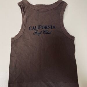 Brown Sleeveless Tank Top with California Graphic